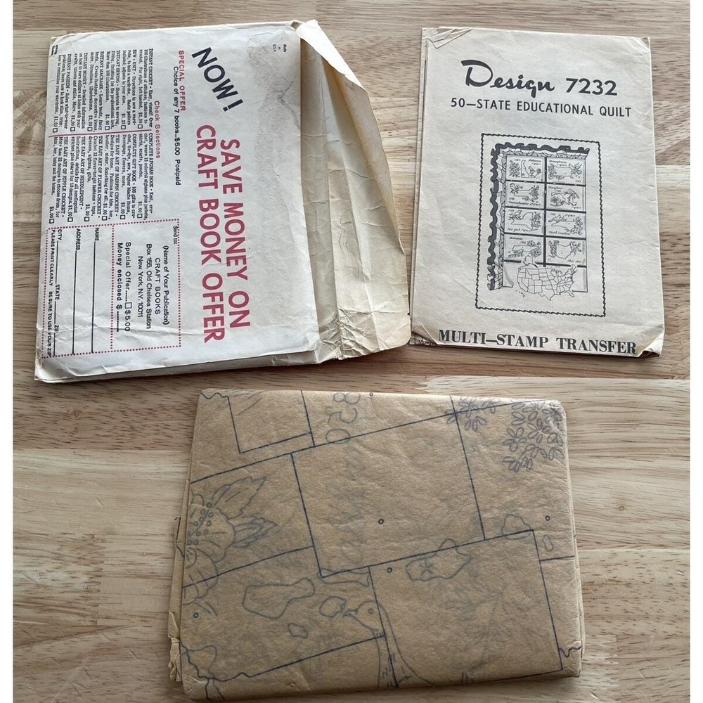 Vintage‎ Mail Order Needlecraft Service Pattern 50 State Educational Quilt #7232